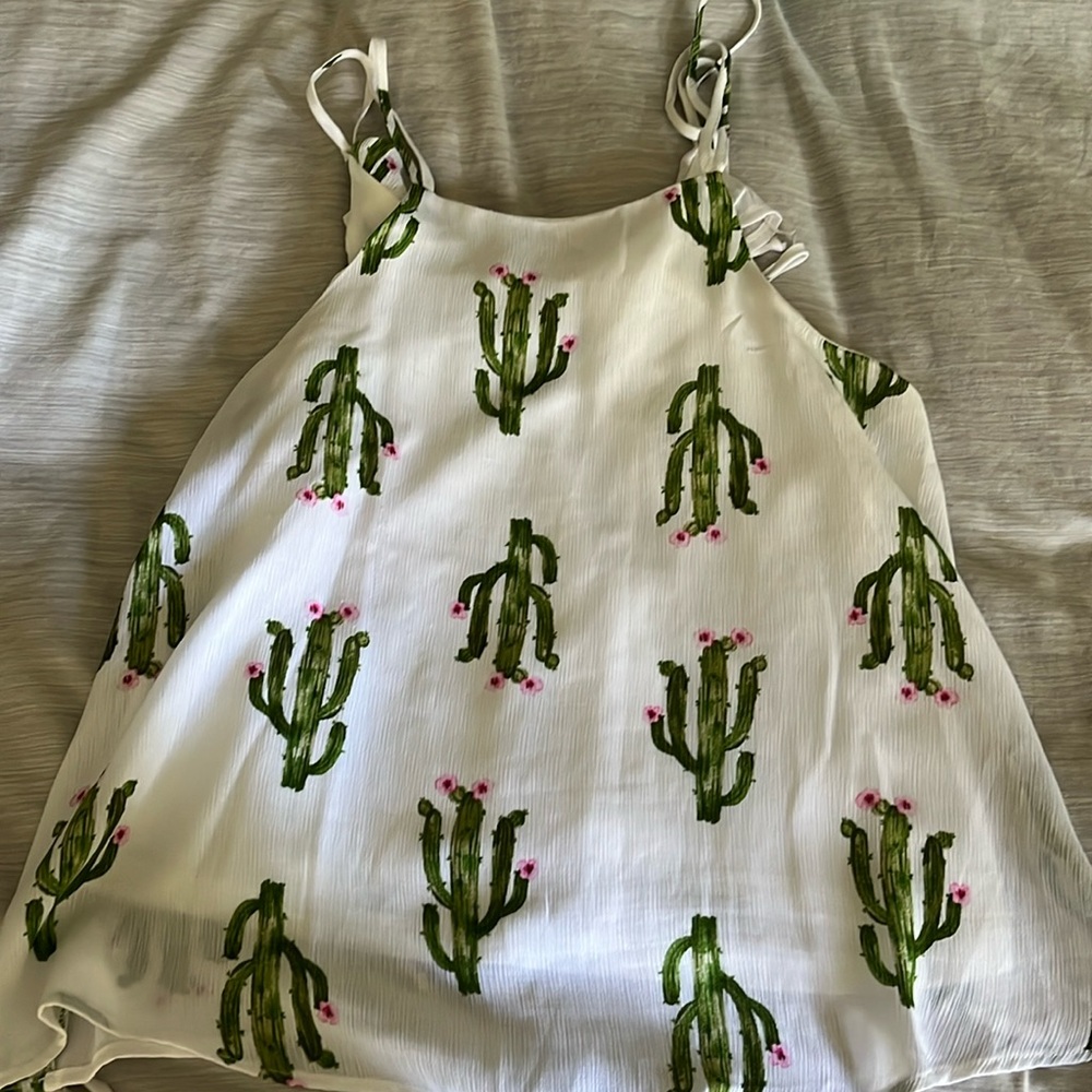 Blue Rain Cactus print tank top - size Large